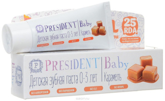 Детская зубная паста PRESIDENT Baby0-3карамель30мл